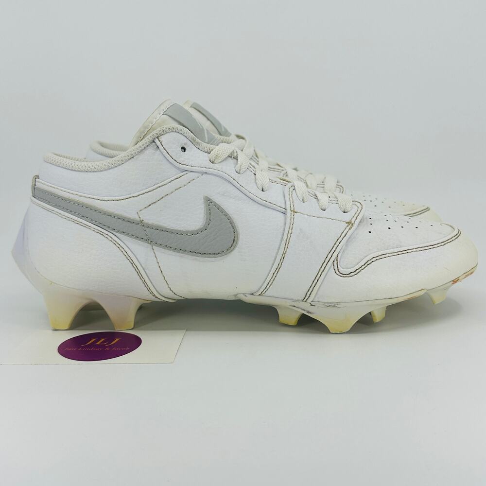 Nike Air Jordan 1 Low TD Football Cleat 'White Grey Fog' FJ6245-101 Men's Size 8